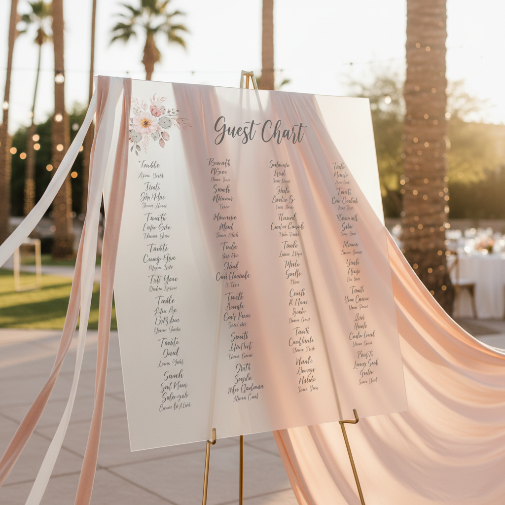 Yes, You Can Use Your Own Design and Guest List for a Custom Seating Chart Sign in Phoenix — Here’s How